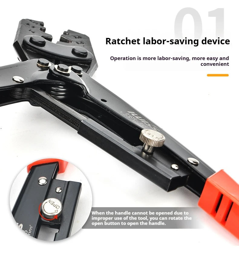 Crimper für nicht isolierte Anschlüsse, 1,25–38 mm, einfache Crimpzange, Drahtverbinder, Elektriker-Werkzeug, Messing und Kupfer, SNB, RNB, SC, UT, OT – Detail 3