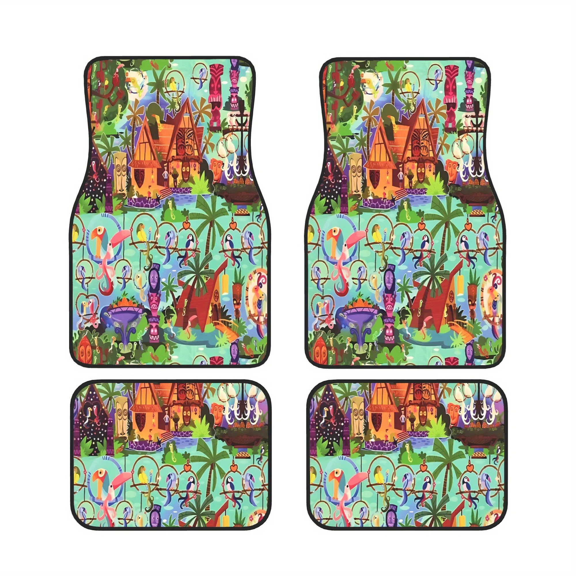 The ORIGINAL Enchanted Tiki Room Collage Popular Stylish Four Piece Car Floor Mats For Front And Rear Seating Areas Bring A Cons
