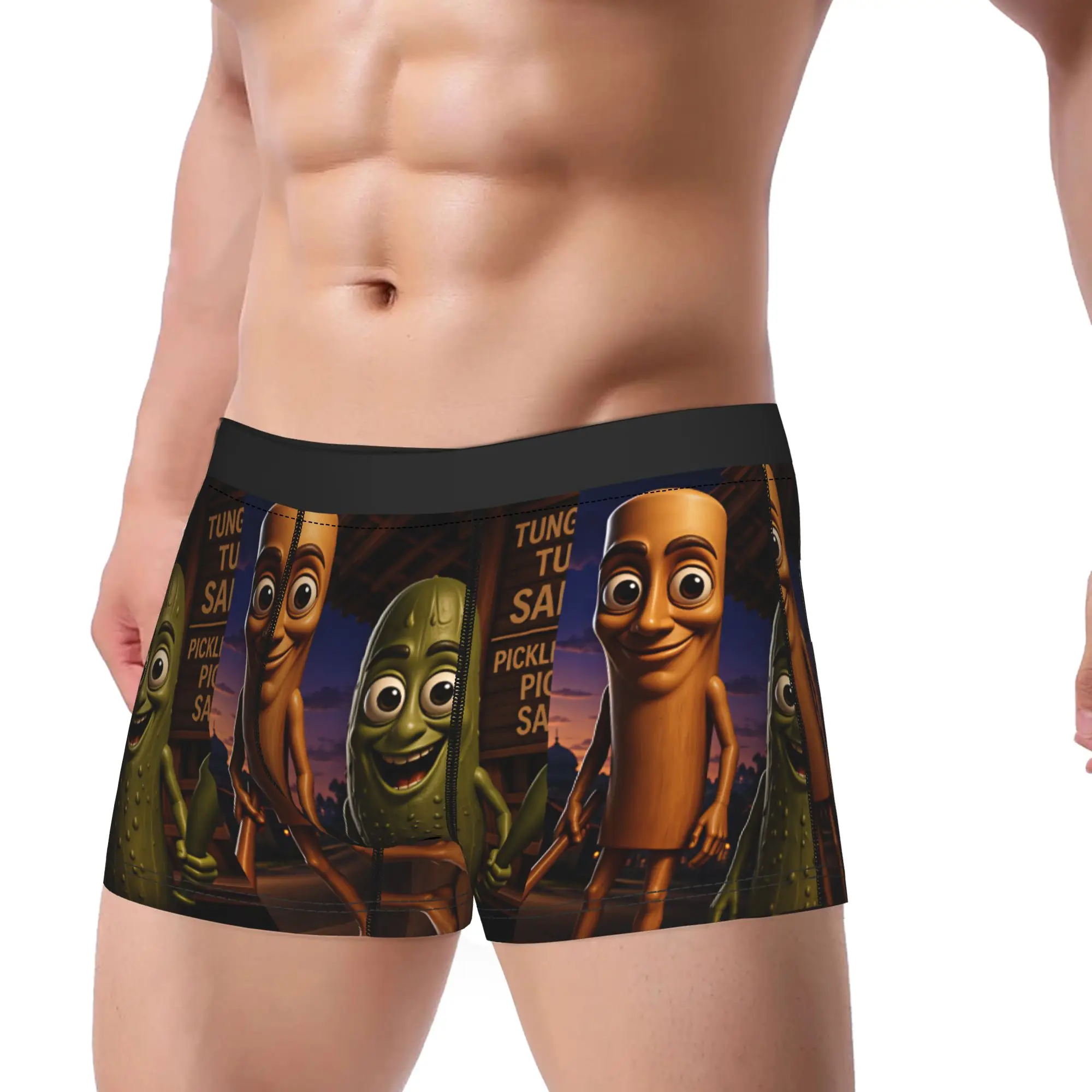 Tung Tung Sahur Pickle Funny Meme Shorts Briefs  Underwear High Quality Man Sexy Soft Boxer Shorts Design Plus Size Underpants