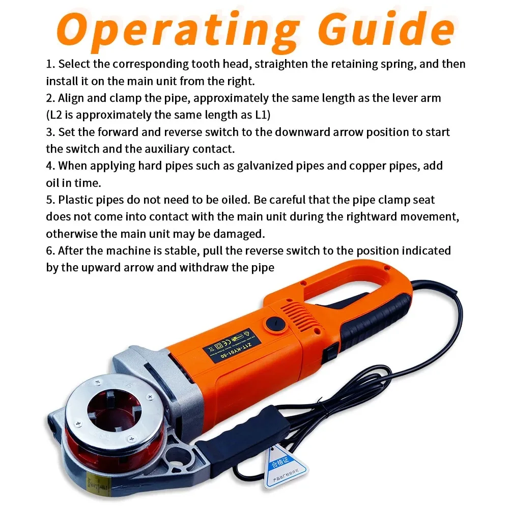 ZIT-KY01-50 Portable Electric Pipe Threader Handheld Threading Machine for Galvanized Pipes