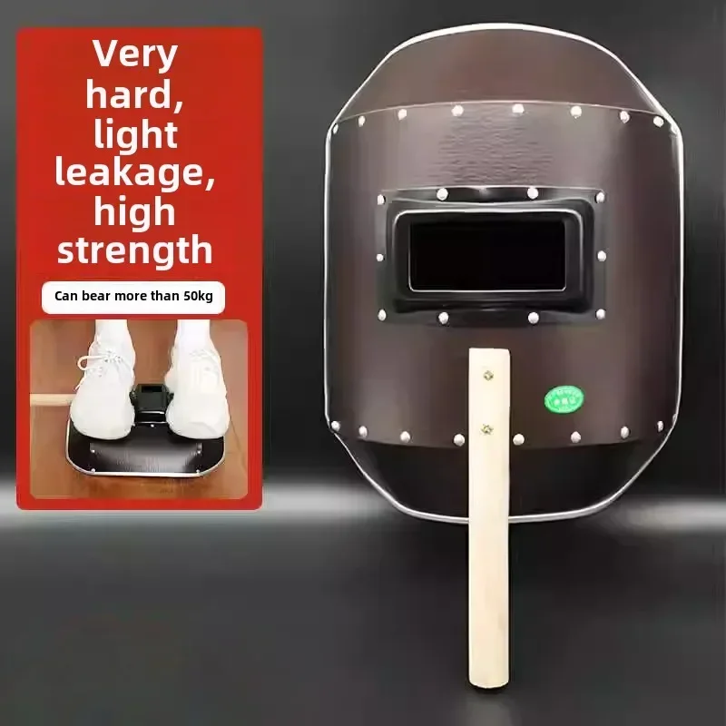 

Welding Helmet with Handheld Red Steel Paper Face Shield, Full Face Protection for Arc and Gas Welding Work