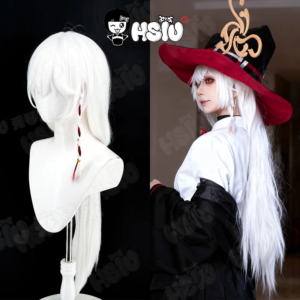 

Парик для косплея Shirao Eri HSIU 90 см, белые длинные волосы, синтетический парик + шапочка для парика GAME Blue Archive Shirao Eri, косплей