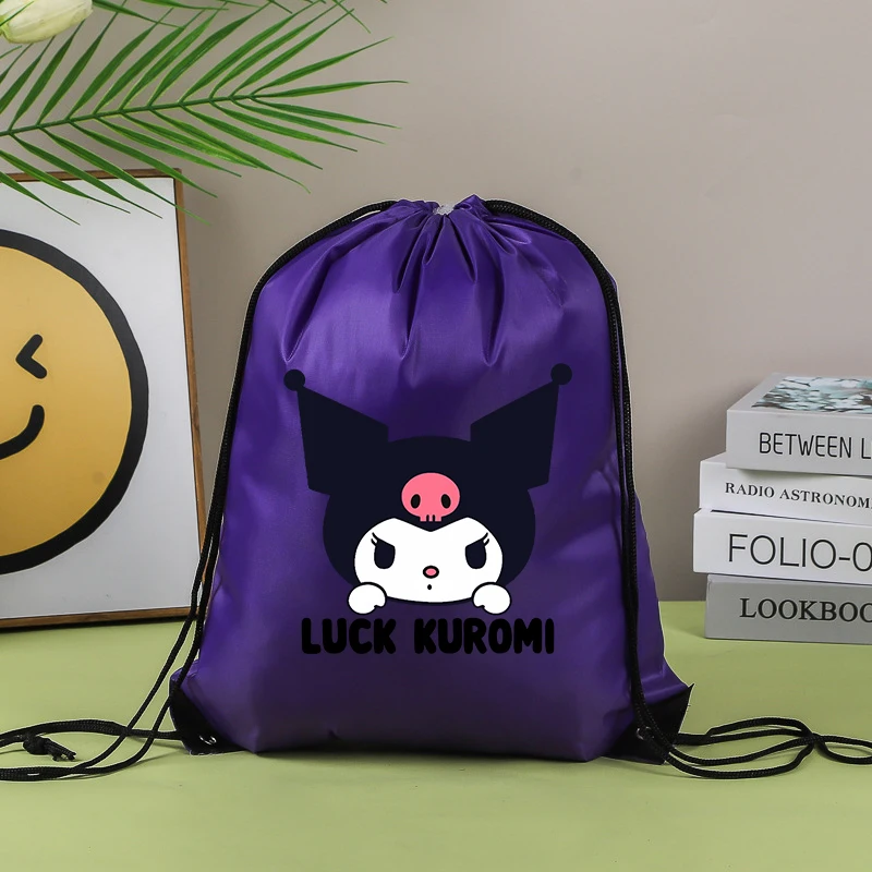 Bolsillo portátil con cordón para hombre y mujer, cinturón de Hello Kitty Kuromi, mochila para montar, bolsa de tela, almacenamiento de regalo,