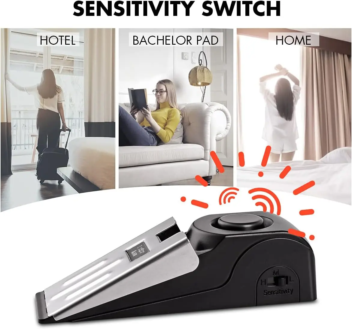 Door Stop Alarm, Door Stopper Security for Home Travel Apartment with 120DB Siren Portable Safety Tool