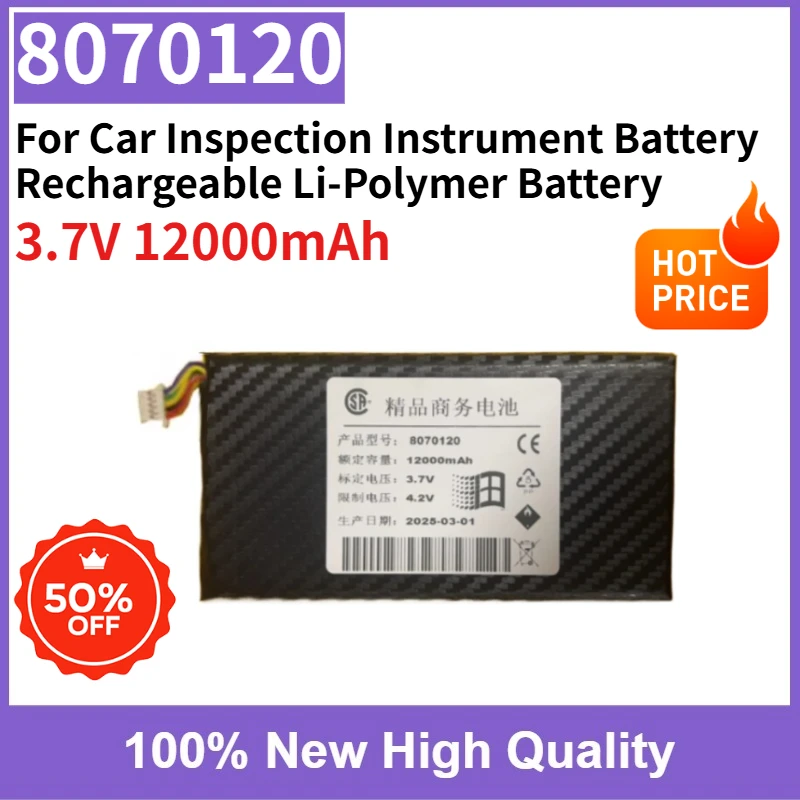 Replaceable New Battery 8070120 3.7V 12000mAh for Car Inspection Instrument Battery Rechargeable Li-Polymer Battery