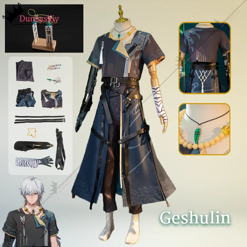 Wuthering Waves Geshu Lin Cosplay Costume Black Dress Necklace Glove Belts Game Cos Oufit General Uniform Accessories Halloween