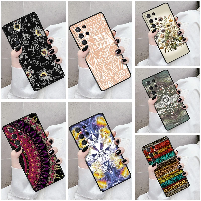 Phone Case For Samsung Galaxy S24 S23 S21fe S22 Ultra Plus Note 10 20 S8 S9 S10 Cover Celestial Bohemian