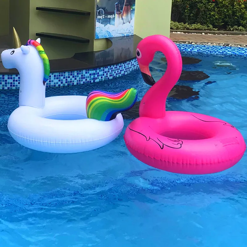 Rooxin Inflatable Pool Swimming Ring for Adults Floating Ring Flamingo Unicorn Water Play Tube Women Pool Party Photo Props