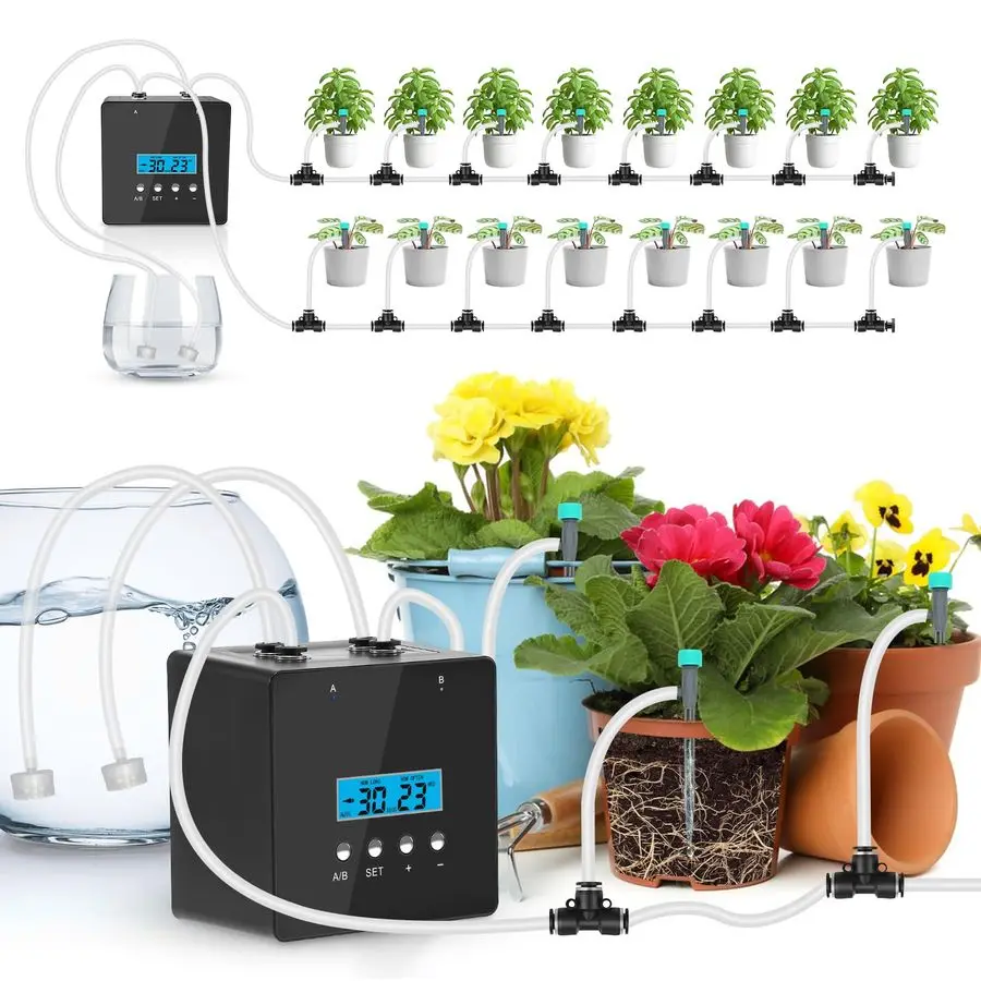 

Automatic Watering System for Potted Plants Indoor Plant Waterer with 30Day Timer, Dual SelfPriming Pumps, Drip Irrigation Kit f