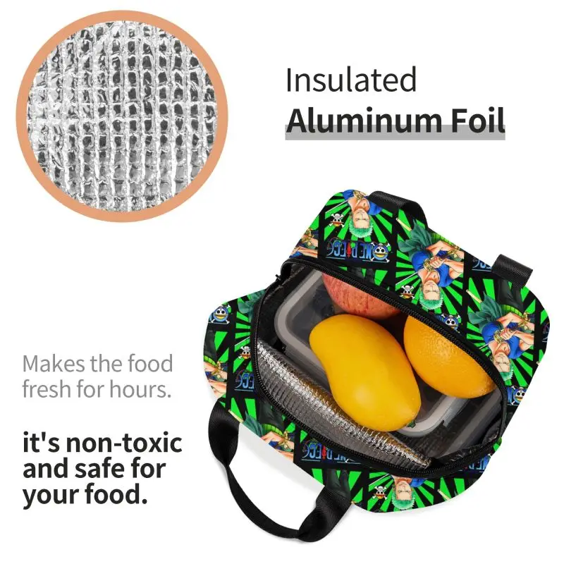 مخصص زورو O-One P-Piece أنيمي الحرارية معزول أكياس الغداء النساء المحمولة حقيبة الغداء للمدرسة تخزين عبوة طعام