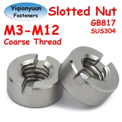 Yiqianyuan GB817 M3 M4 M5 M6 M8 M10 M12 SUS304 Stainless Steel Slotted Round Nuts End Face with Groove Thumb Nut