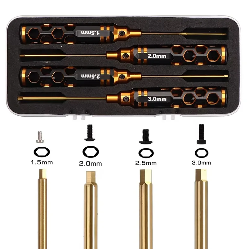1.5mm 2.0mm 2.5mm 3.0mm Hex Screwdriver Set 4pcs Hex Screw Driver for Racing Drone Helicopter Cars Boat RC Parts