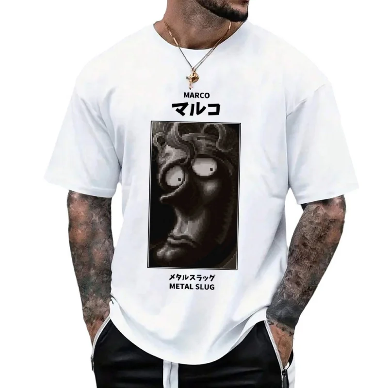 

Marco's Iconic Portrait Metal Slug Heavy Machine Gun Arcade T shirt Full Army Shooting War Game Graphic clothes All size Tops