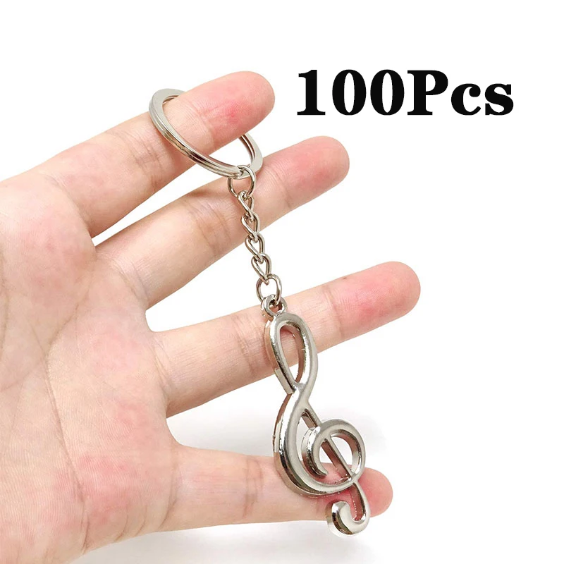 

100 Piece Musical Note Music Symbol Key Rings Keyfob Keyrings Keychains Clef Music Metal Keychain Gifts Bag Decoration