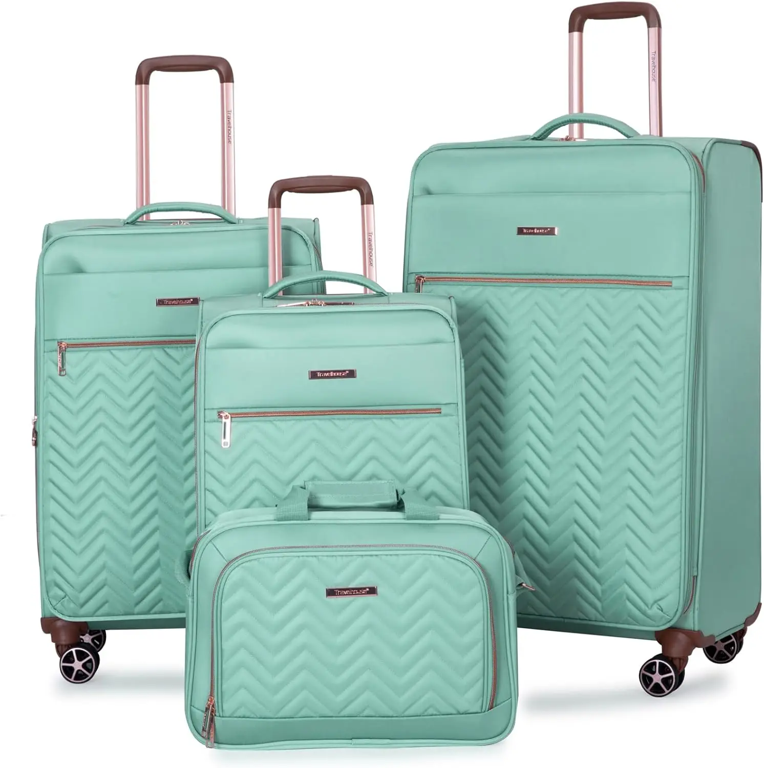 Travelhouse 4 Piece Luggage Set Softside Expandable Lightweight Suitcase with Double Spinner Wheels