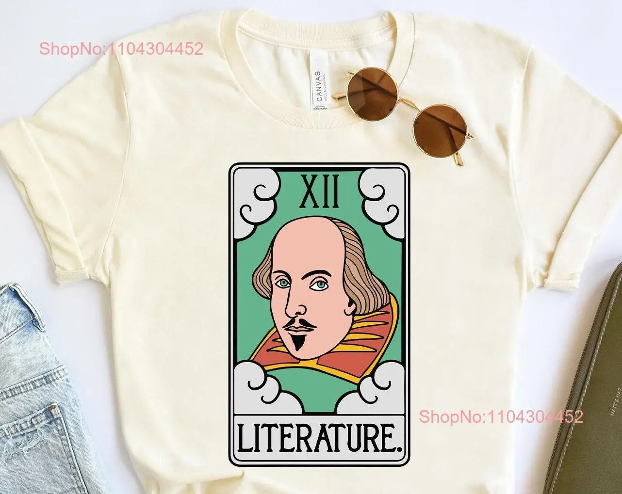 Literature T Shirt Shakespeare Tarot Card for a Reader Teacher Librarian Drama Dark Academia long or short sleeves