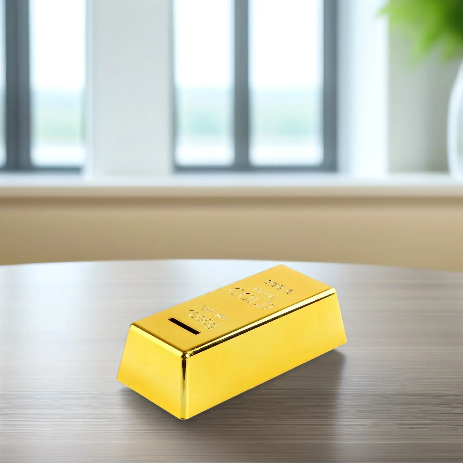 

Creative Plastic Gold-Bar Shaped Piggy Bank for Kids Room Decor Home Decoration Birthday Gift Coin Saving Box Bullion Money Pot