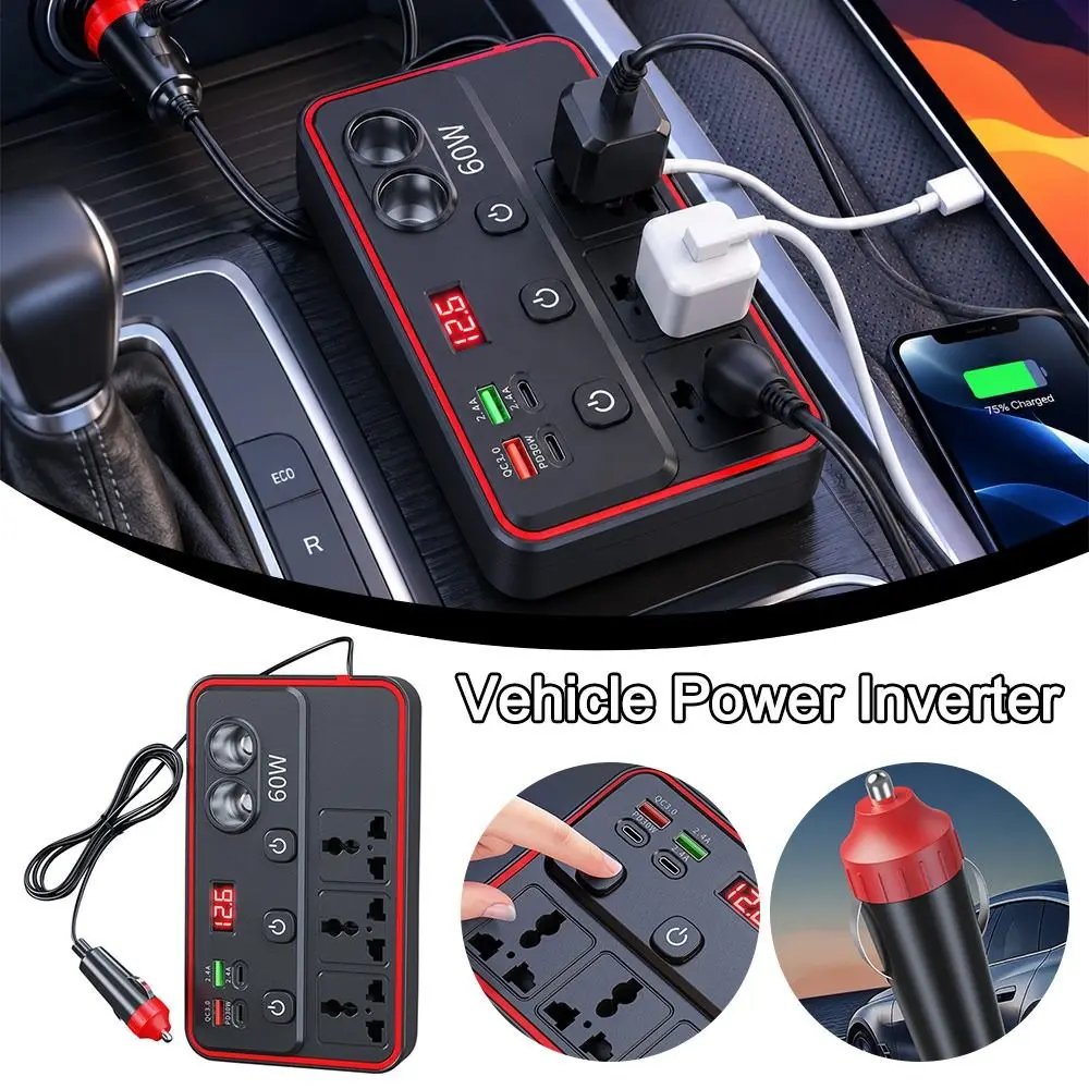 Multi-Port Charging Car Power Inverter Fast Charging Stable Voltage Output Vehicle Power Inverter Independent Switch Control