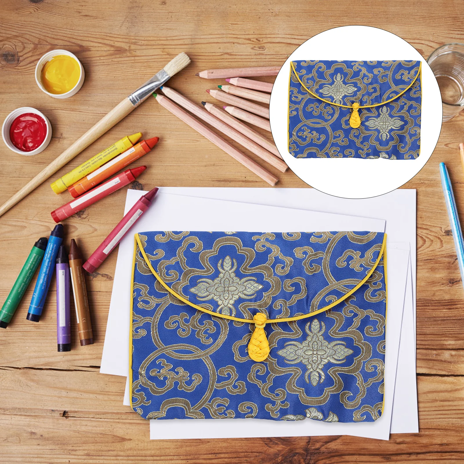 Embroidery Music Books Storage Bag Portable Compact Mini Size Buddhist Scriptures Organizer Small Pouch Protector Travel Books