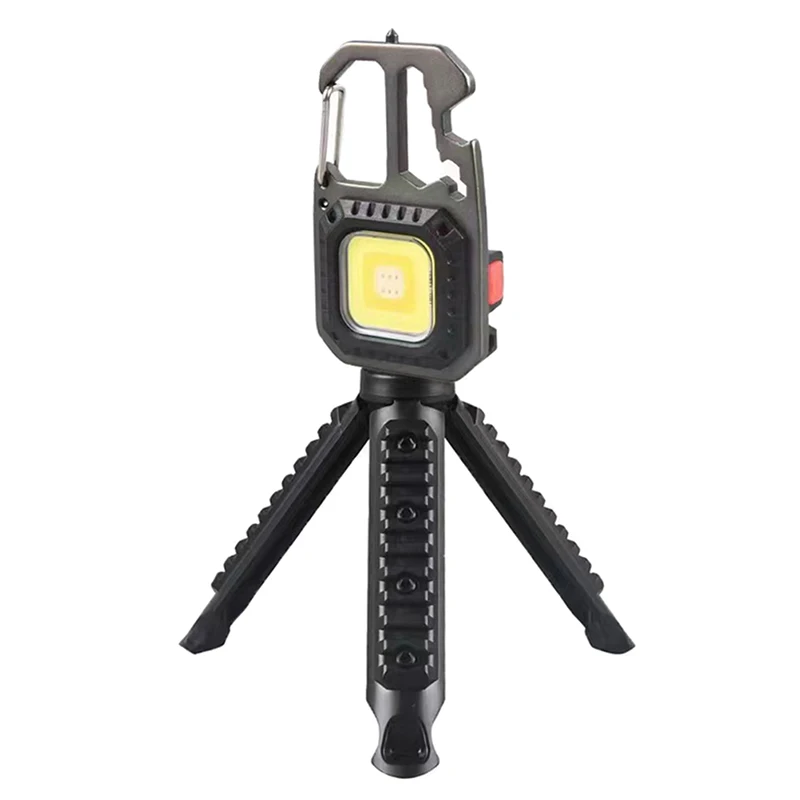 1Pc Mini LED Light Pocket Keychain Flashlight Tripod COB USB Rechargeable Portable Key Light Stand Camping Outdoor Supplies view 2
