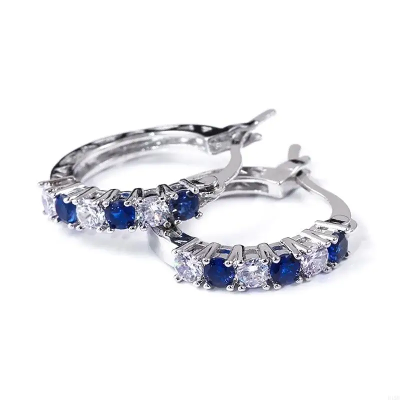 

E15E Легкие медные серьги Сверкающие циркониевые каменные украшенные кольца кольца очарование