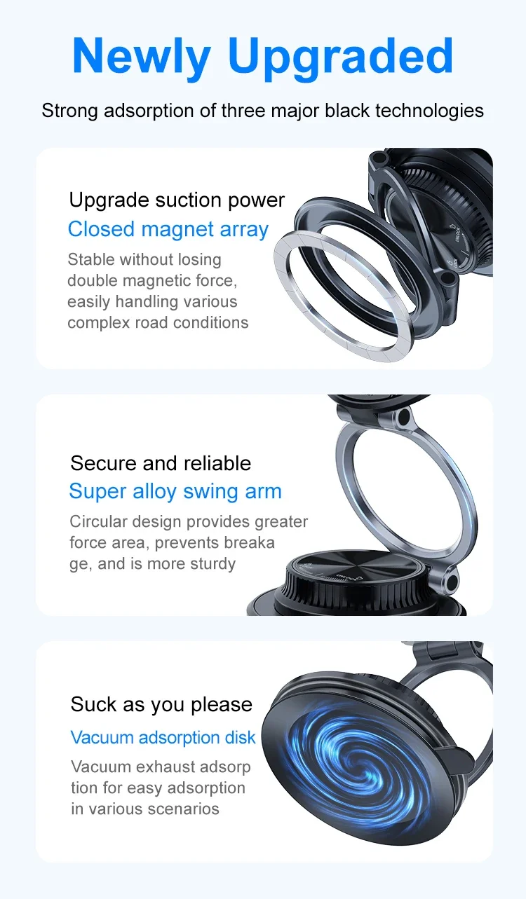 

TEEQ Magnetic Car Phone Holder Vacuum Suction Cup Stand 360° Rotation Holder for iPhone 17 Home/Office/Car Vacuum Phone Stand