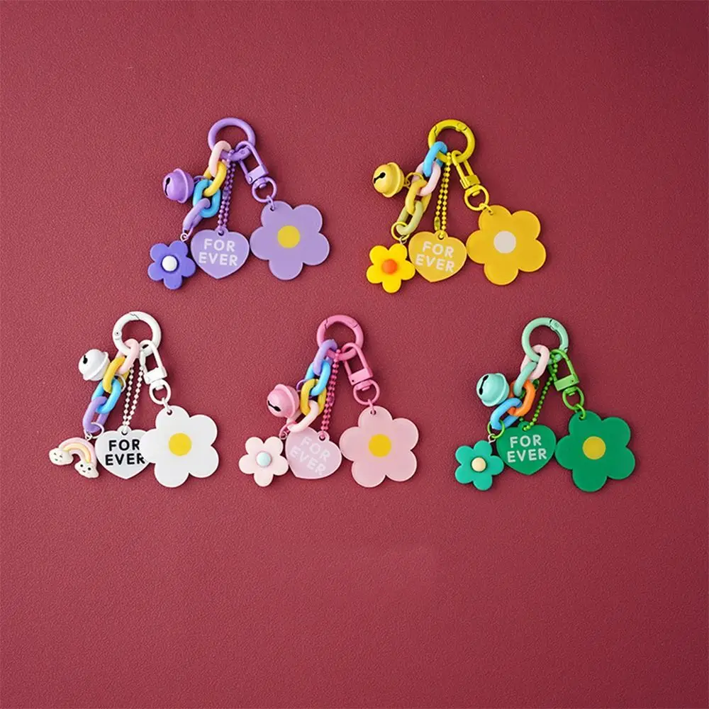 High Quality Candy Color Key Chain Acrylic Durable Key Ring Flower Heart Pendantl Key Ring Chain for Bag Pendant