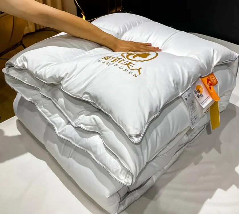 Image 7: DuSALE-Couette en duvet d'oie et de canard blanc pour hôtel cinq étoiles, couette torsadée à fleurs, housse 100% coton, haute qualité