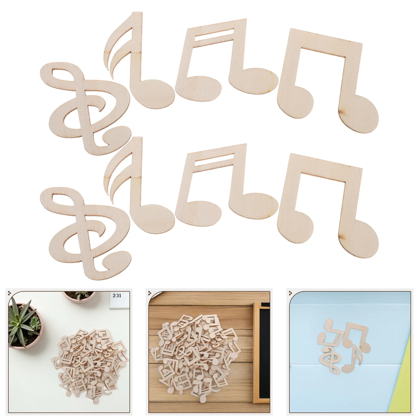 

Wooden Music Note Slices Unpainted DIY Crafts for Kids Art Supplies Graffiti Decorations Music-Themed Wood Pieces