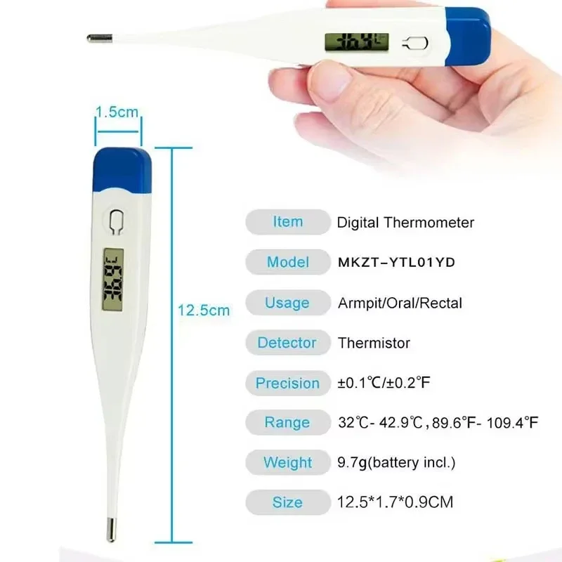 1 PC Digital Thermometer Good Quality Clinical Oral Underarm Rectal Test Baby Adult Fever Temperature Basal Rigid Tip Termometer image 5