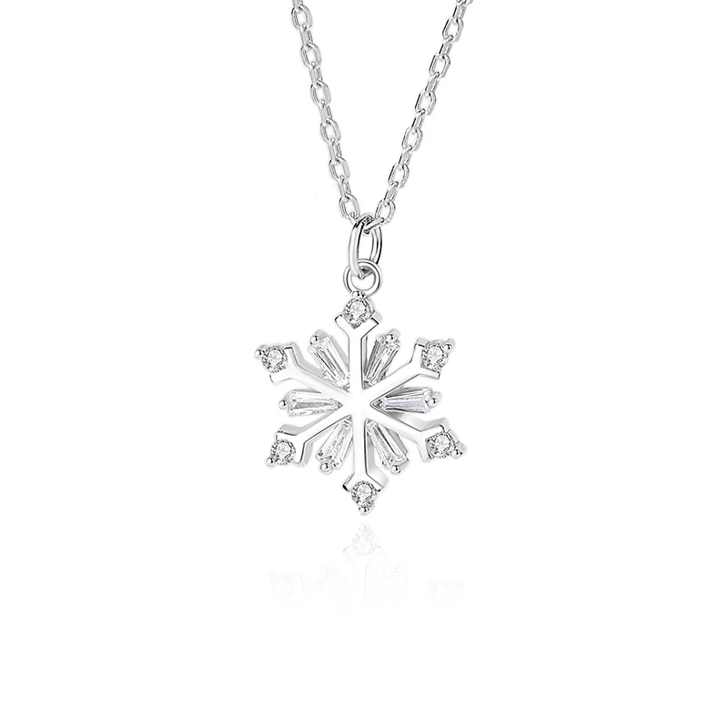 Original S925 Sterling Silver Snowflake Necklace Female Light Luxury Classic Design Winter New Christmas Charm Exquisite Jewelry