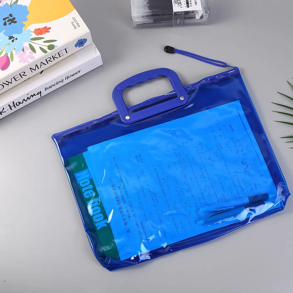 

Portable PVC Storage Bag Waterproof Large Capacity Portable Envelope Folder Handheld Stationery Organizer Students