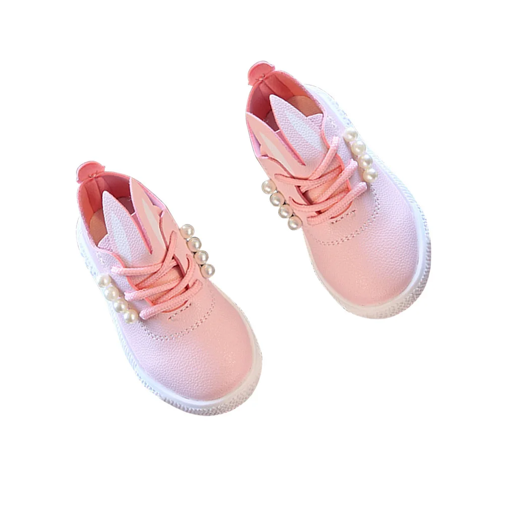 حذاء رياضي للأطفال مصنوع من اللؤلؤ المقلد للفتيات الصغار مقاس 24 حذاء بناتي مريح ناعم ومسامي