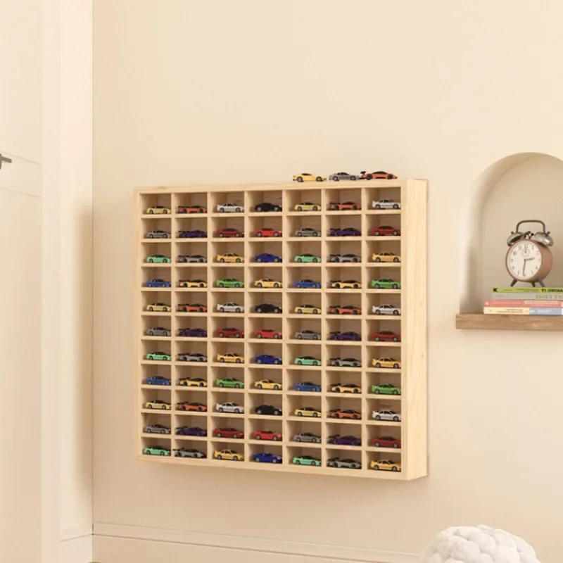 Solid Wood Multi-Tier Organizer for Die-Cast Cars Vintage Matchbox Collection Storage Wall-Mounted Model Car Display Cabinet