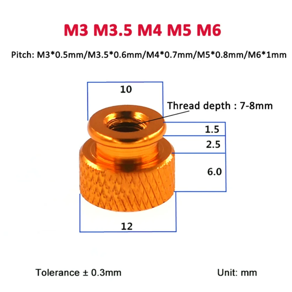 1-10Pcs Anodized Aluminum Knurled High Step Thumb Nut For RC Model 10 Colors M3- M6 Blind Hole Frame Hand Tighten Nuts