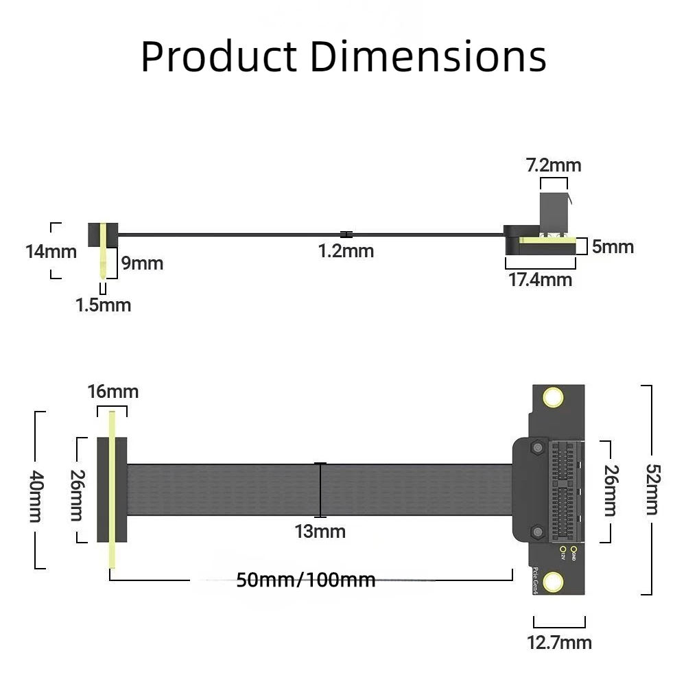 TISHRIC PCIE4.0 3,0 bis 1X/4X bis 4X Riser-Kabel PCIE X1 X4 Verlängerungskabel Dual 90 Grad rechtwinkliger Adapter Hochgeschwindigkeits-Extender – Detail 23
