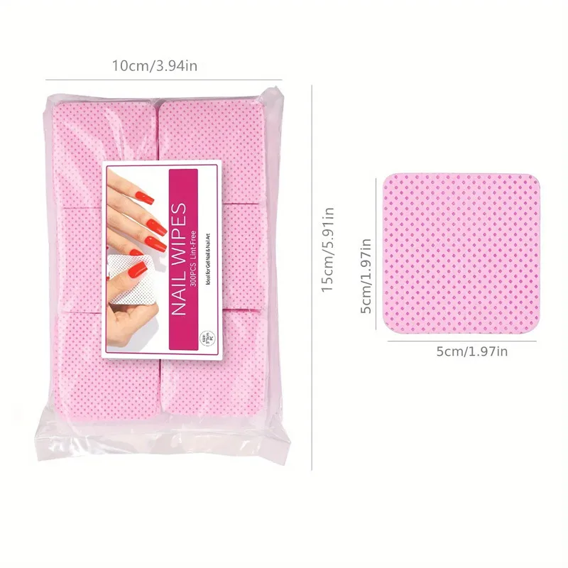 300 Stück fusselfreie Nagellackentferner-Wattepads - UV-Gel-Staubreiniger |   Für Frauen, Mädchen & Schönheitssalons
