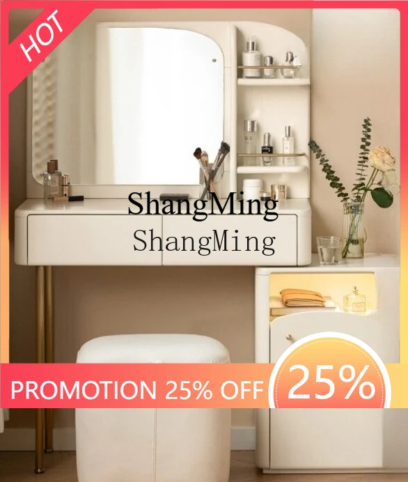 

FGgood-looking solid wood dresser modern simple bedroom locker integrated cream wind retractable white makeup table
