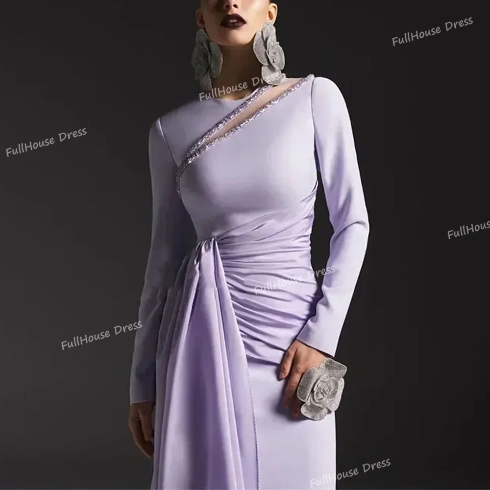 العرف رشيقة س الرقبة طويلة الأكمام مطوي ثوب السهرة الزفاف مثير غمد الطابق طول مطرز فستان الحفلة الراقصة مع الاجتياح المحكمة