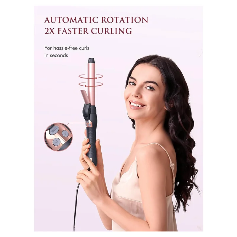 Rizador giratorio de calentamiento rápido automático, rizador de temperatura, rizador de doble voltaje, enchufe europeo-A77G