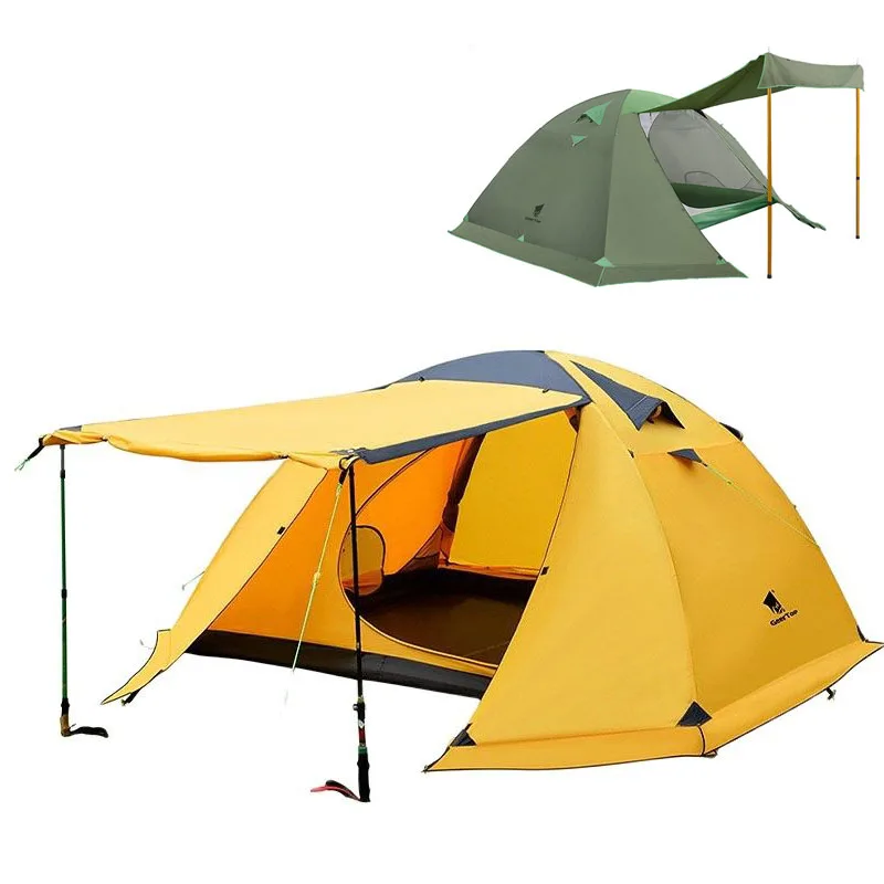 6Persons Double Layers Aluminum Pole Tent with Snow Skirt Outdoor Camping 4Seasons Family BBQ Picnic UPF50+ Tourist Self-driving