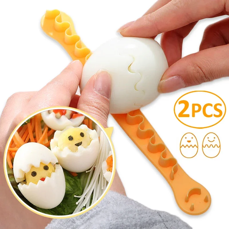 2 Pcs Random Color Fancy Cooked Eggs Cutter Household Boiled Eggs Creative Tools Bento Cut Flower Shaper