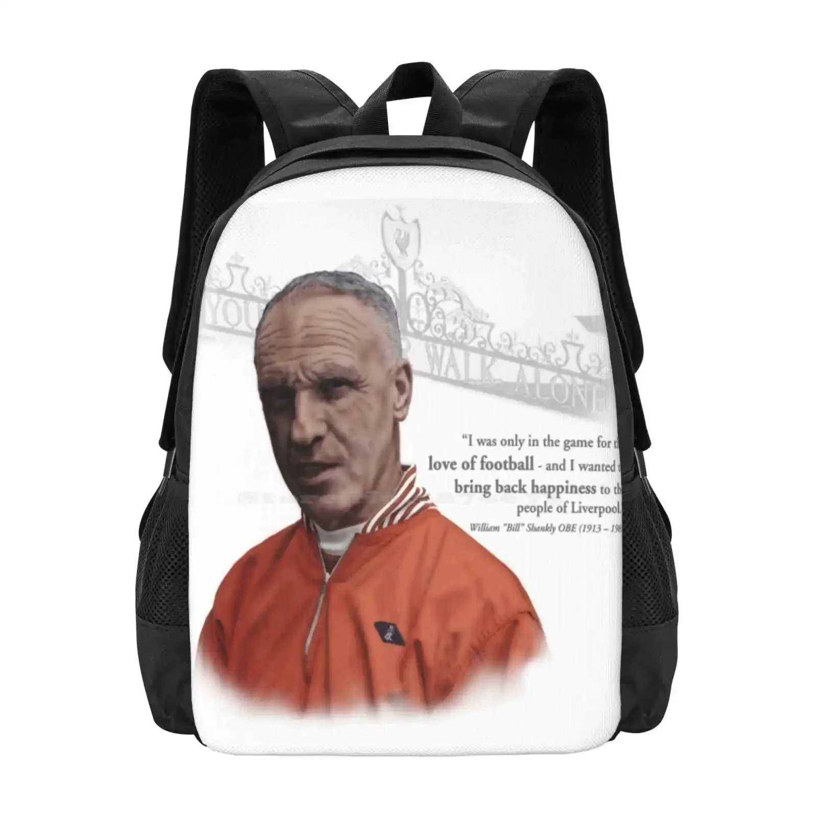 

Manager Bill Shankly & Quote School Bags For Teenage Girls Laptop Travel Bags Quote Bill Shankly Ynwa