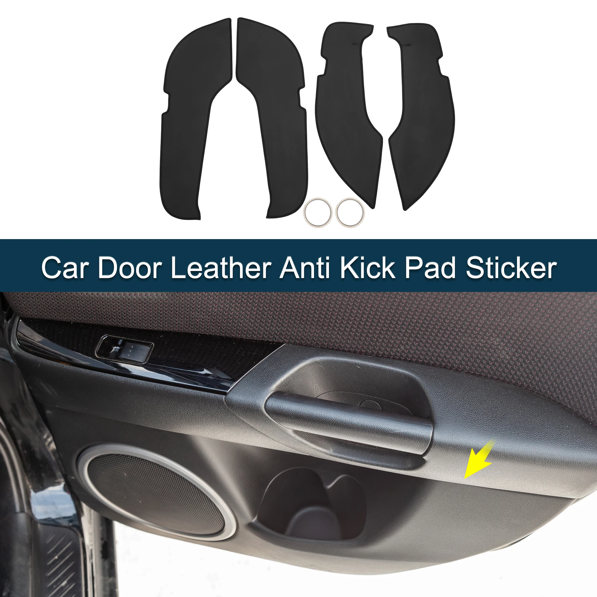

UXCELL Car Door Leather Anti Kick Pad Sticker for Mercedes-Benz C Class 2022 Black 1Set