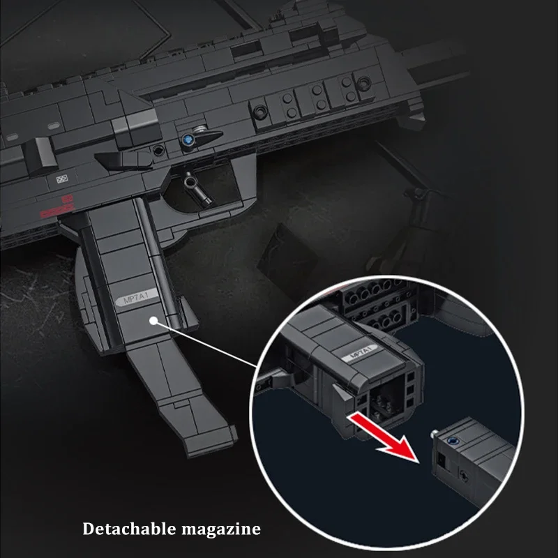 Technical M500 Revolver Pistol M10 MP7 Submachine Gun Building Blocks Military WW2 Weapons MOC Bricks Assemble Toys for Boy Gift