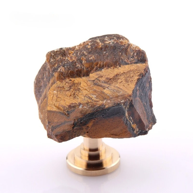 S Natural Tiger Eye Ore Handle Drawer Cabinet Door Single Hole Brass Handle