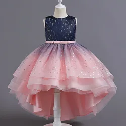 Blumen mädchen Prinzessin Pailletten Baby Hochzeit Weihnachts feier Schlepp kleid Teenager Kinder Kinder elegante Vestidos für 3-15 Jahre