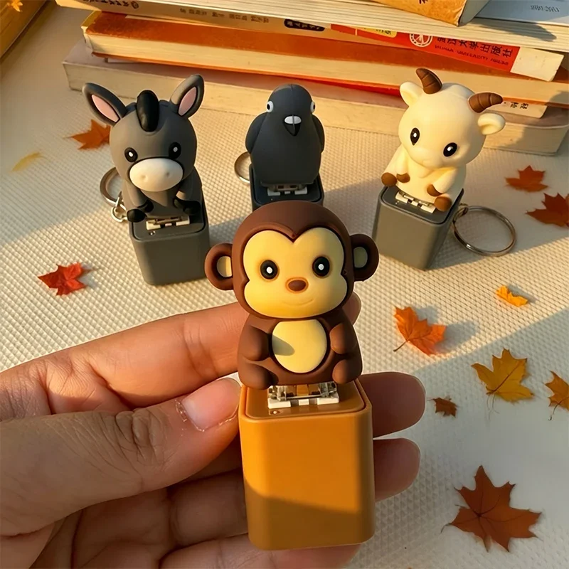 Monkey, Pigeon, Lamb, Donkey Little Seagull Animal Keychain, Illuminated Clicker, Adult Stress Relief And Anxiety Sensing Toy
