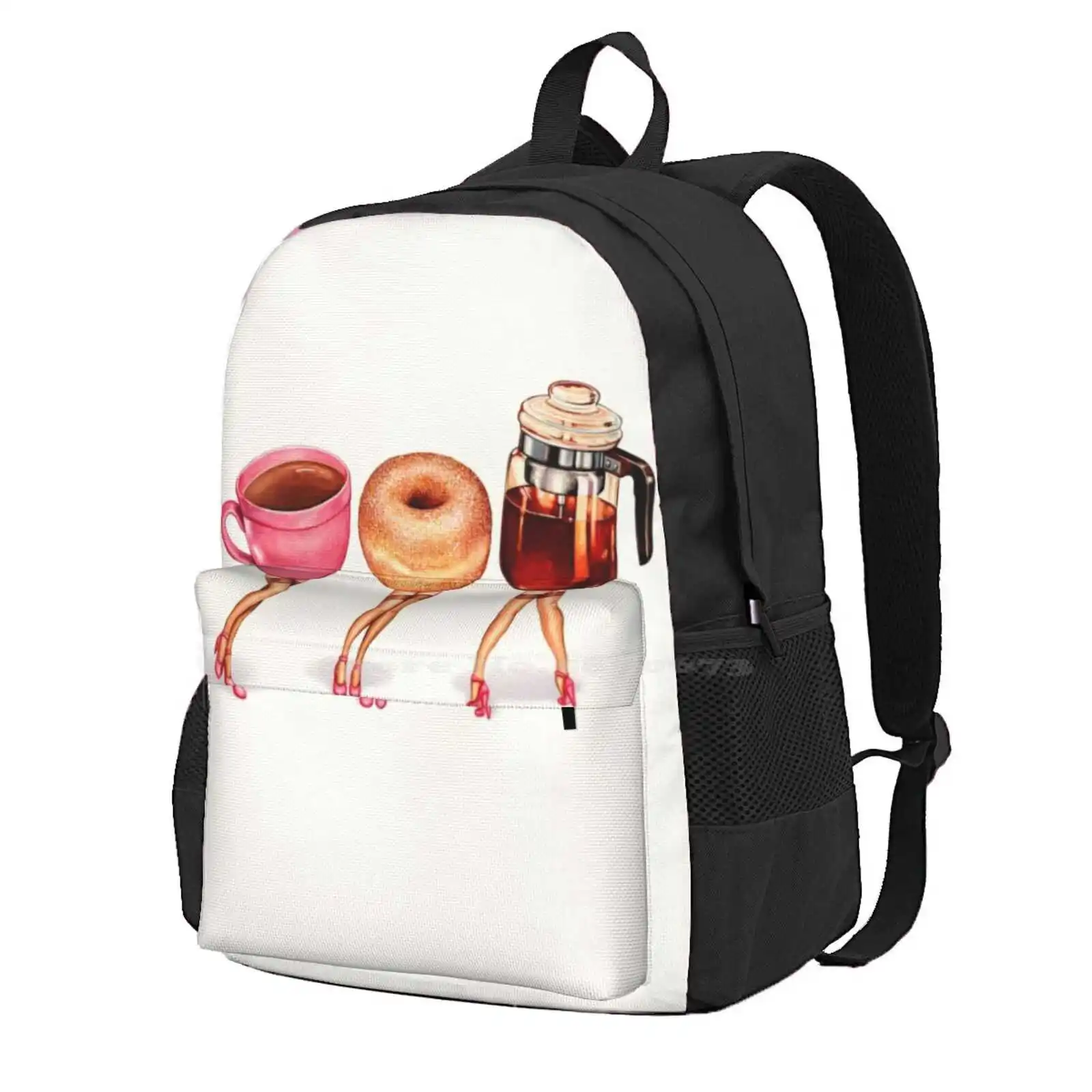 Coffee Pin-Ups Hot Sale Schoolbag Backpack Fashion Bags Coffee Food Donut Breakfast Vintage Retro Up