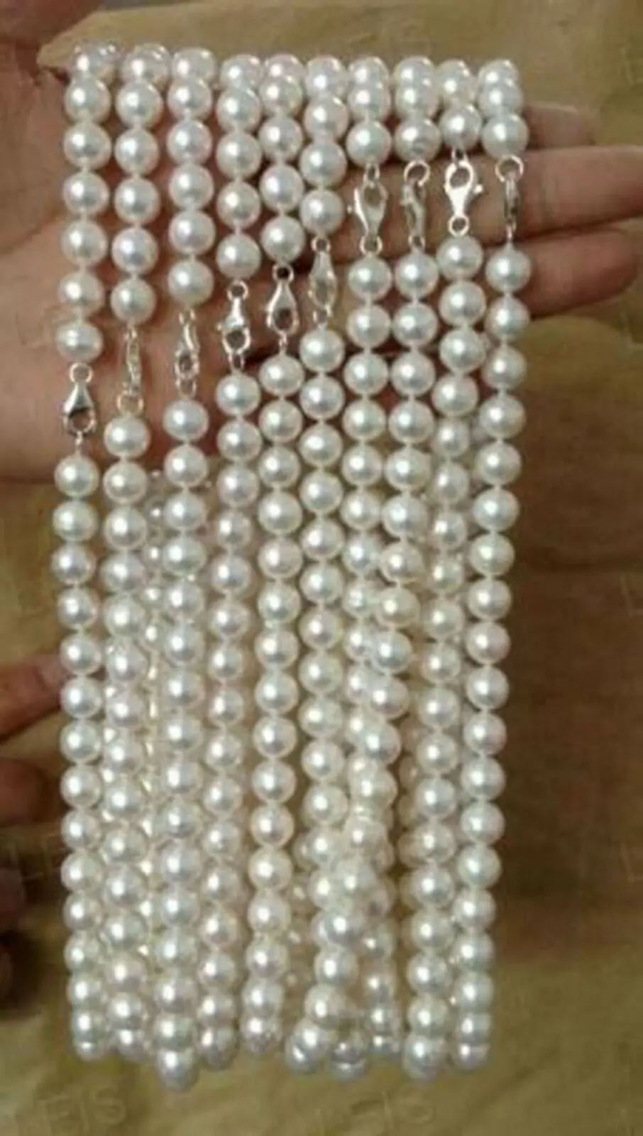 Wholesale 10 Strands 7-8MM 8-9MM Natural White South Sea Pearl Necklace 18 '' AA